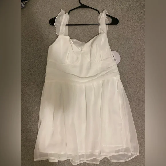 open lace back dress Sugar Mini Dress White main image 1